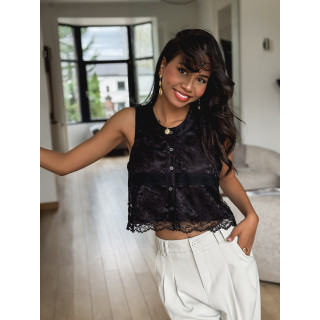 Blouse en dentelle Rosana - Noir