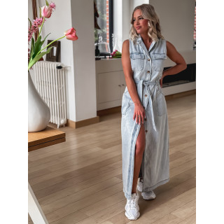 Robe longue en jeans Héléna - Bleu clair