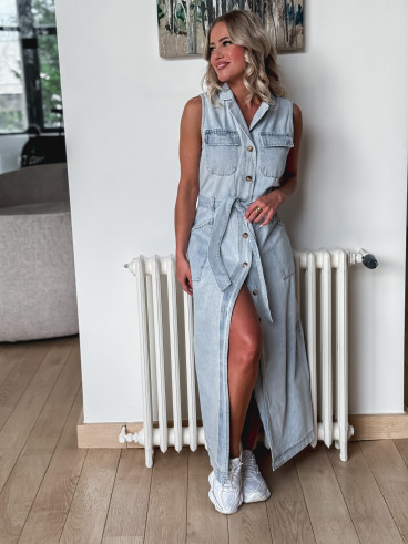 Robe longue en jeans Héléna - Bleu clair