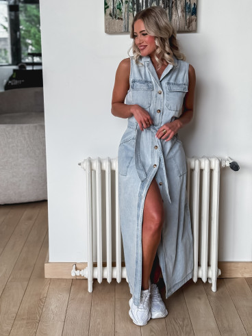 Robe longue en jeans Héléna - Bleu clair