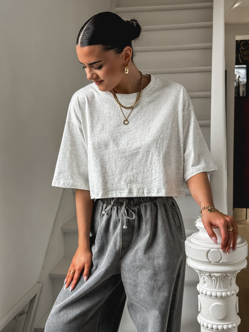 Crop t-shirt Dune - Gris clair