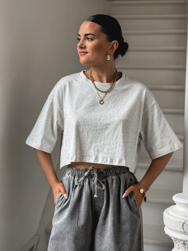 Crop t-shirt Dune - Gris clair