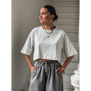 Crop t-shirt Dune - Gris clair