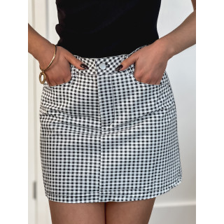 Jupe short à carreaux Lalya - Noir/Blanc