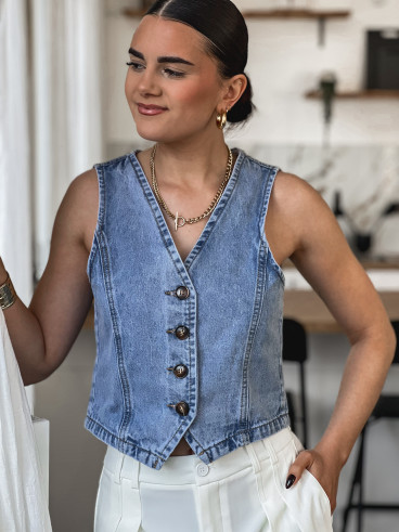 Gilet en jeans Kateline - Bleu