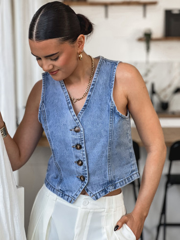 Gilet en jeans Kateline - Bleu