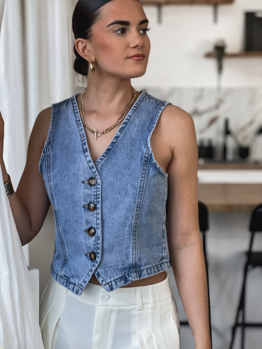 Gilet en jeans Kateline - Bleu