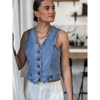 Gilet en jeans Kateline - Bleu