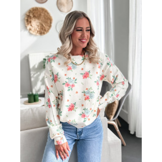 Pull à fleurs Angélique - Crème