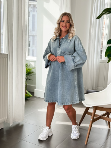 Robe courte en jeans Anabelle - Bleu