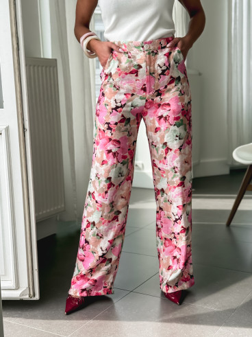 Pantalon à fleurs Rosanna - Rose