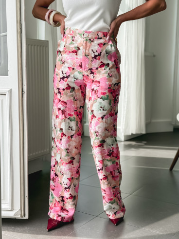 Pantalon à fleurs Rosanna - Rose