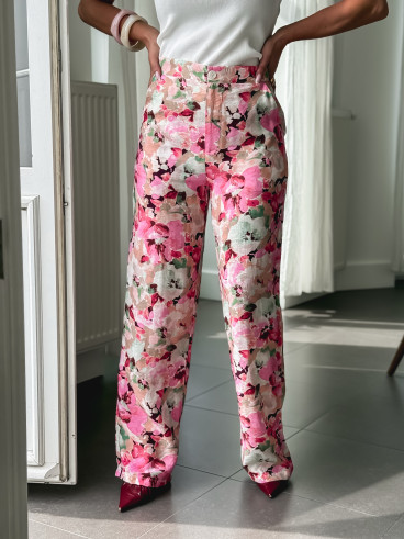 Pantalon à fleurs Rosanna - Rose