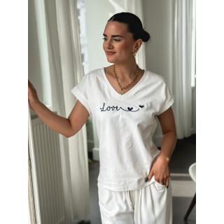 T-shirt "Lover" - Blanc/Bleu