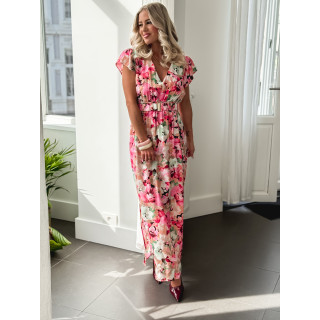 Robe longue à fleurs Rosanna - Rose