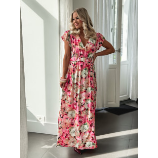 Robe longue à fleurs Rosanna - Rose