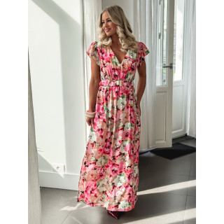 Robe longue à fleurs Rosanna - Rose