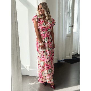 Robe longue à fleurs Rosanna - Rose