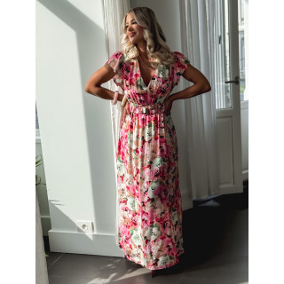 Robe longue à fleurs Rosanna - Rose