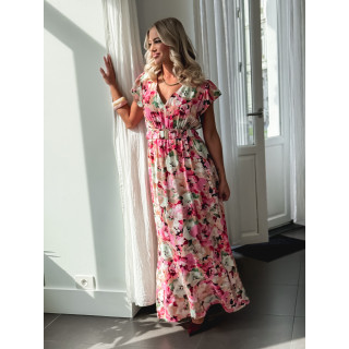 Robe longue à fleurs Rosanna - Rose