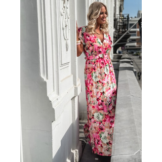 Robe longue à fleurs Rosanna - Rose