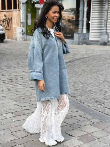 Robe courte en jeans Anabelle - Bleu