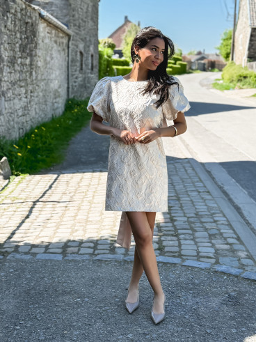 Robe à fleurs Dynastie - Beige