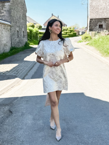 Robe à fleurs Dynastie - Beige