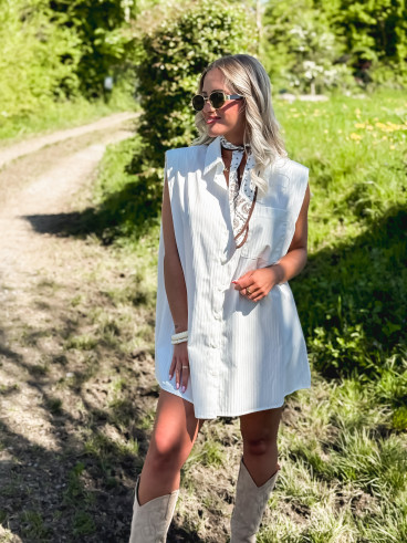 Chemise lignée Manuella - Blanc