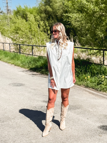 Chemise lignée Manuella - Blanc