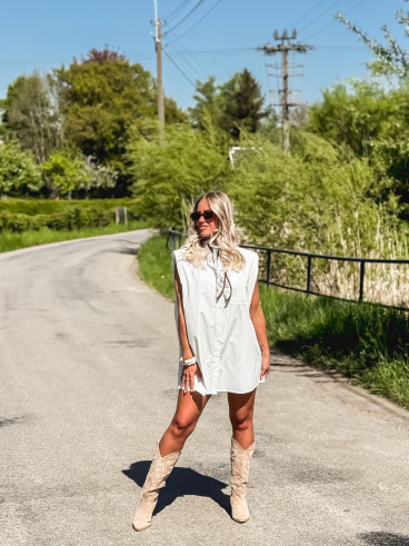 Chemise lignée Manuella - Blanc