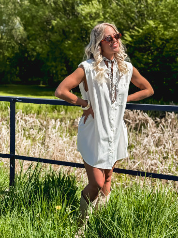 Chemise lignée Manuella - Blanc