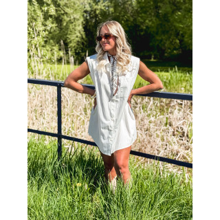 Chemise longue lignée Manuella - Blanc
