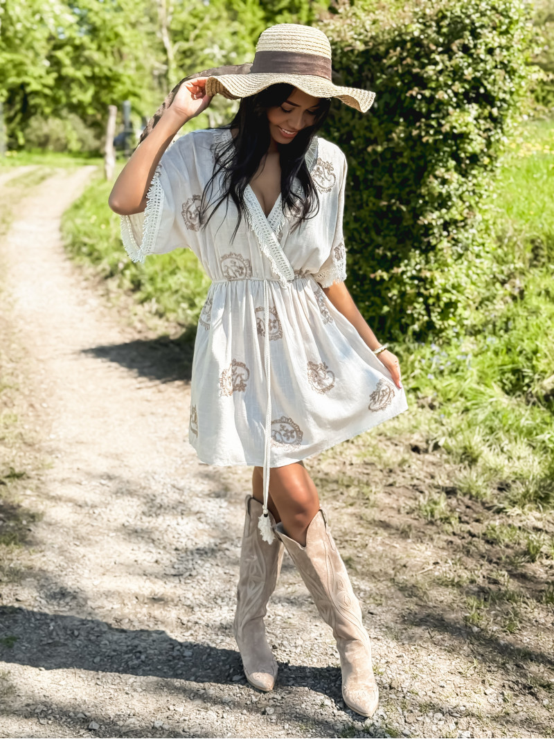 Robe courte en lin Malibu - Beige