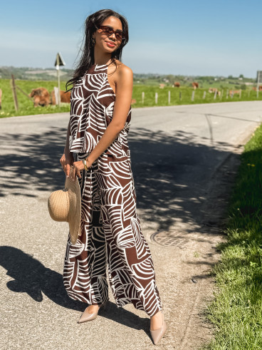 Top à motifs Manon - Chocolat