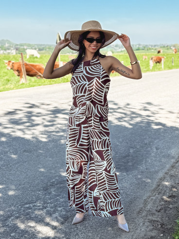 Pantalon à motifs Manon - Chocolat