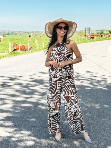Pantalon à motifs Manon - Chocolat
