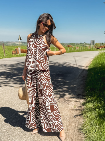 Pantalon à motifs Manon - Chocolat
