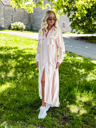 Robe longue lignée Maddalena - Rose