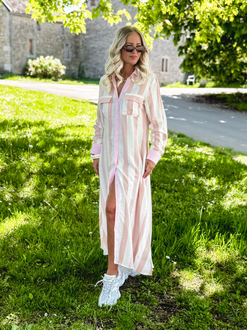 Robe longue lignée Maddalena - Rose