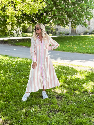 Robe longue lignée Maddalena - Rose