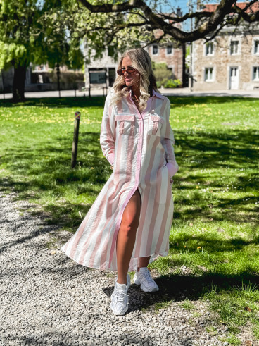 Robe longue lignée Maddalena - Rose