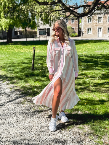 Robe longue lignée Maddalena - Rose