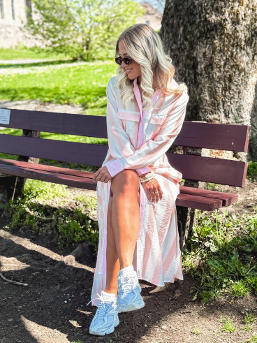 Robe longue lignée Maddalena - Rose