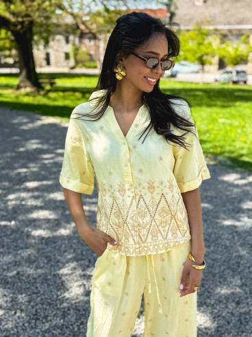 Chemise manches courtes Fiorella - Jaune