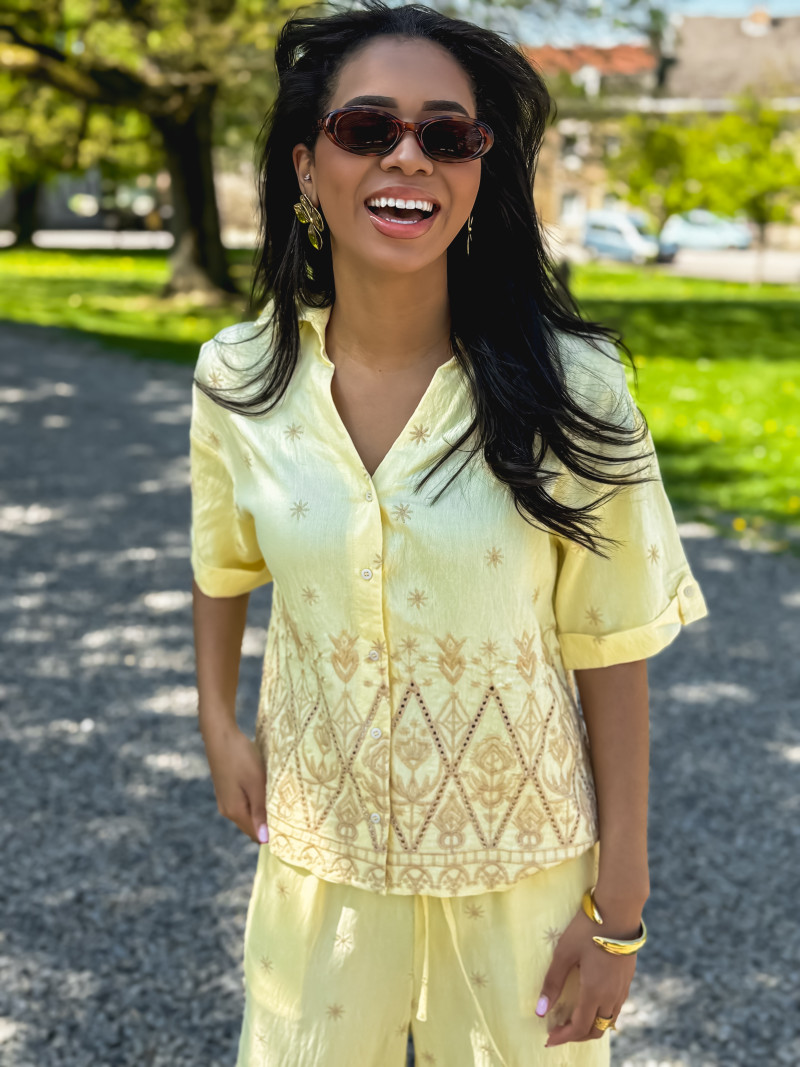 Chemise manches courtes Fiorella - Jaune