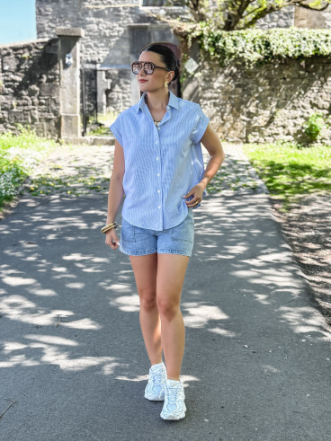 Chemise lignée Saria - Bleu/Blanc