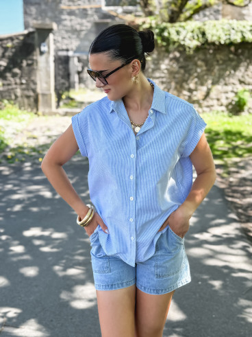 Chemise lignée Saria - Bleu/Blanc