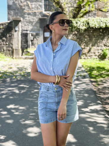 Short en jeans Estela - Bleu