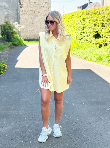 Chemise longue lignée Manuella - Jaune
